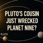 Illustration of Pluto and dwarf planet 2017 OF201 orbiting the Sun, showing how the newly discovered object challenges the Planet Nine theory