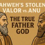 Illustration of Yahweh and Anu facing each other with the text “Yahweh’s Stolen Valor vs. Anu – The True Father God.”