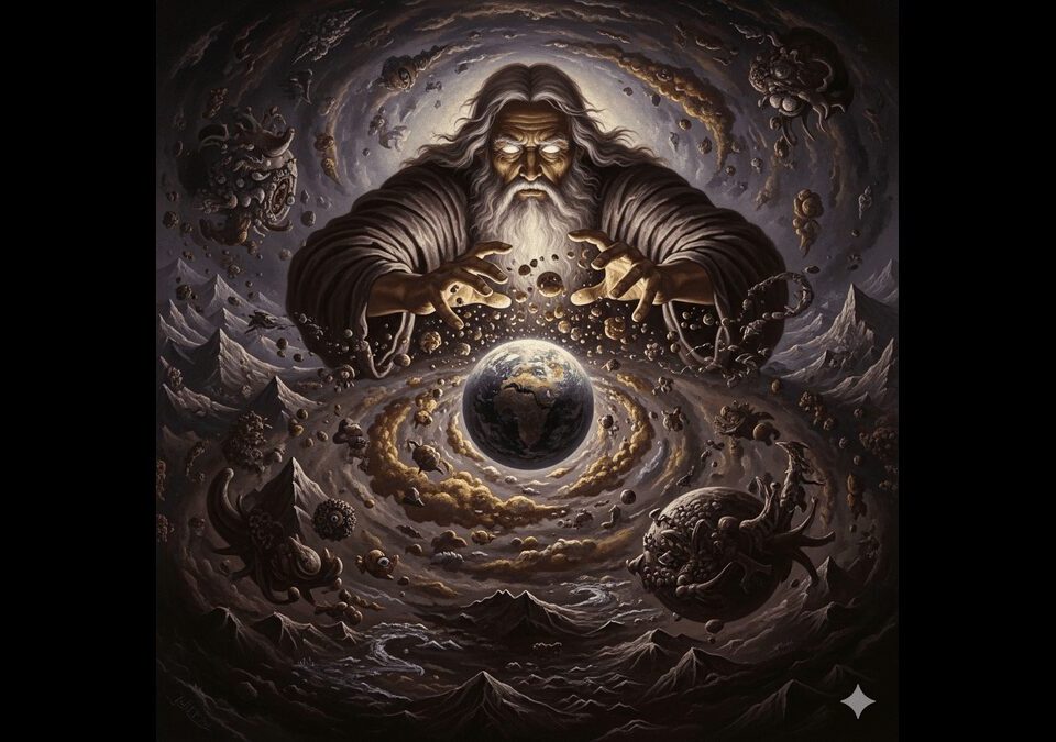 Gnostic Demiurge creating the flawed material world