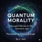Book cover for "Quantum Morality" by C. Rich, featuring a swirling quantum vortex of blue and purple light.