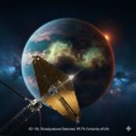 James Webb Space Telescope image showing the Hycean exoplanet K2-18b with atmospheric glow, suggesting Dimethyl Sulfide (DMS) biosignatures.