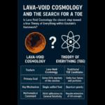 Infographic comparing Lava-Void Cosmology and traditional Theory of Everything candidates within Einstein’s framework.