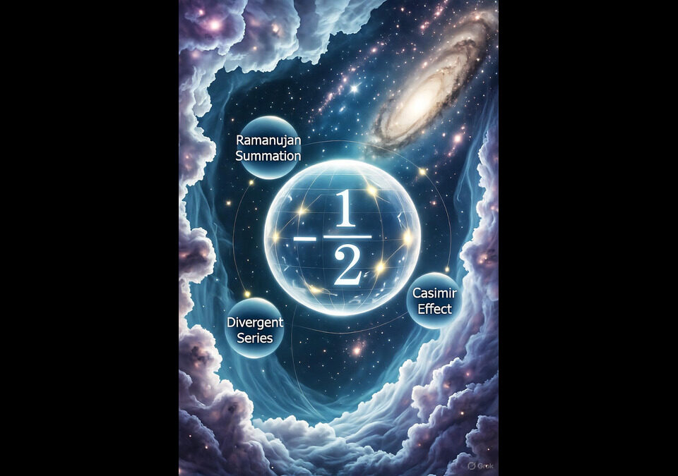 Visualization of Riemann zeta function, Ramanujan summation of divergent series to -1/12, analytic continuation, Casimir effect, string theory, and number theory in a cosmic landscape.