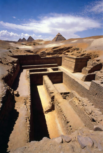Conceptual rendering of the Hawara labyrinth buried under ancient Egyptian pyramids, as explored by Ben van Kerkwyk in ancient Egypt mysteries