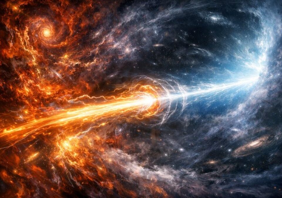 Visualization of the Oh-My-God particle propagating through lava and void regions in Lava-Void Cosmology