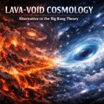 Lava-Void Cosmology alternative to Big Bang theory showing lava regions and cosmic voids in an eternal fluid universe