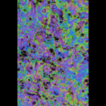 Artistic rendering of cosmic microwave background anisotropies in Lava-Void Cosmology, illustrating primordial density perturbations seeded by multifractal turbulent intermittency in a unified relativistic viscous fluid during the bounce and quasi-de Sitter phase, evolving into acoustic oscillations at recombination