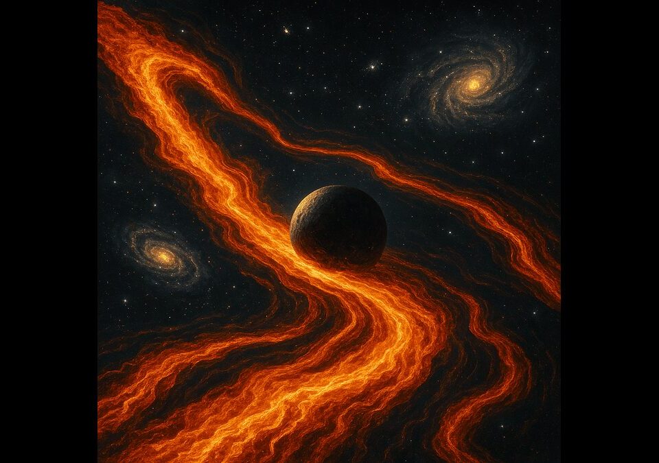 Rogue planet riding molten cosmic streams through galaxies in Lava‑Void Cosmology