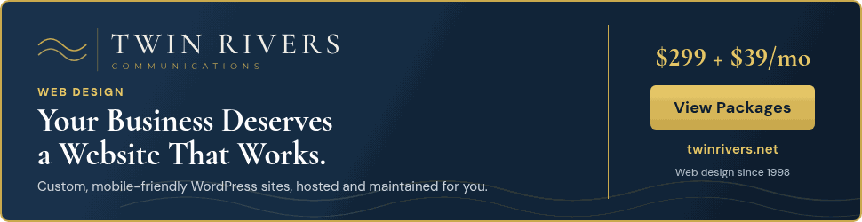Custom WordPress website design by Twin Rivers Communications